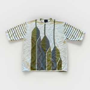 Vintage Bergati Sweater Shirt Mens XXL Short Sleeve 90s Coogi Style Knit